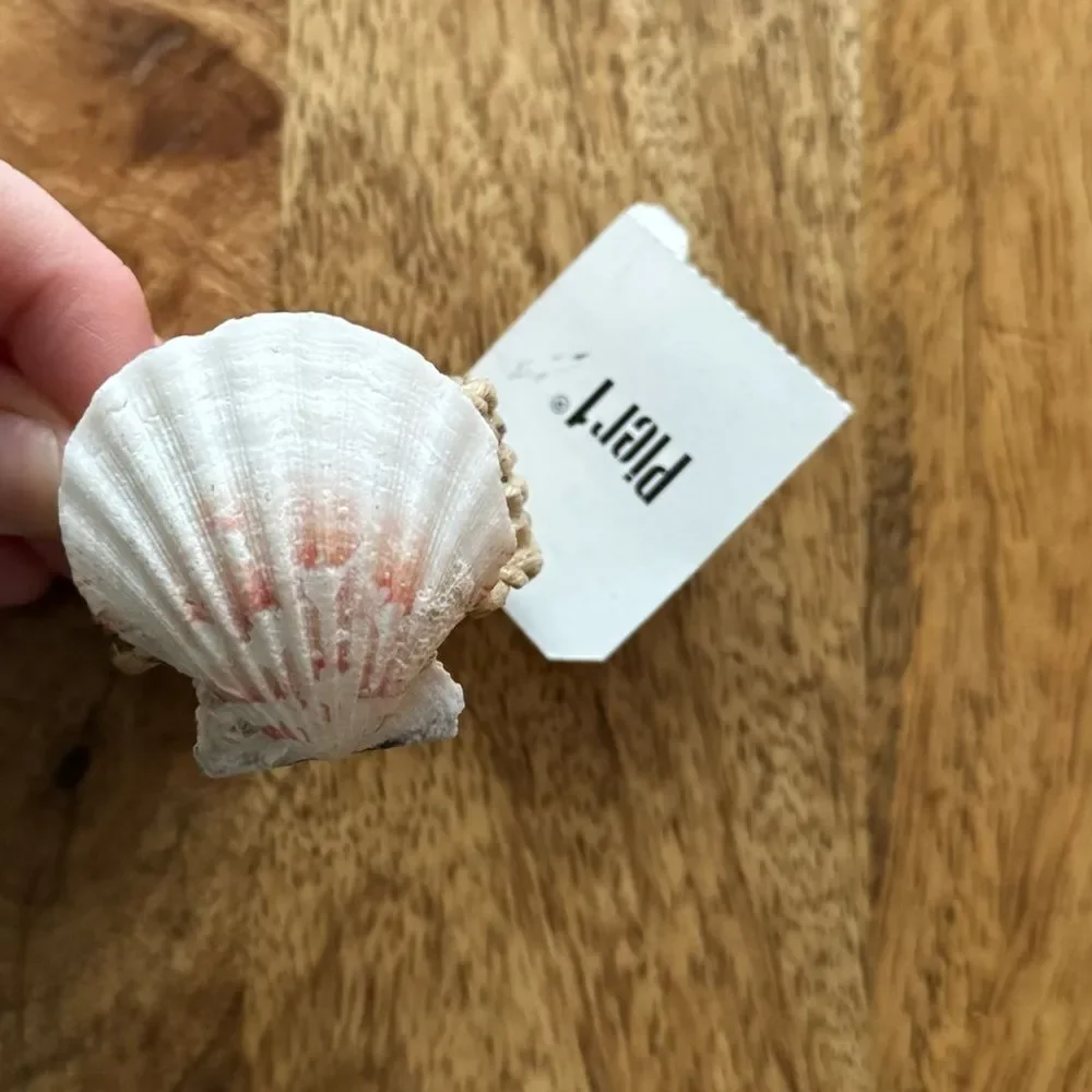 NWT Pier 1 Imports Natural Seashell Napkin Ring Set of 4 Jute Beach Theme Shells